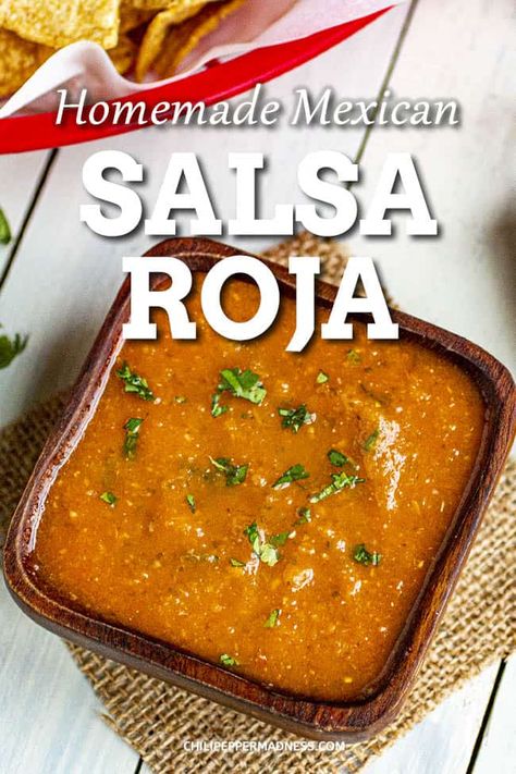 Mexican Salsa Roja, Mexican Hot Sauce Recipe, Hot Salsa Recipes, Red Salsa Recipe, Homemade Mexican Salsa, Mexican Salsa Recipes, Easy Homemade Salsa, Mexican Sauce, Homemade Salsa Recipe