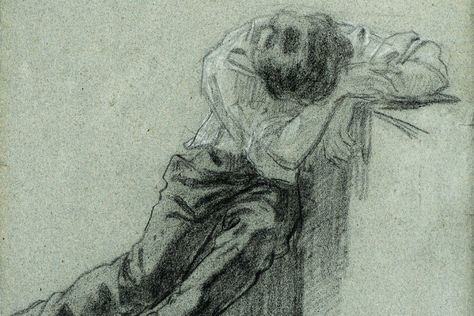 Study of a Seated Man Asleep Against a Table Origin Of The World, Henri Fantin Latour, Winter Dream, Contemporary History, Gustave Courbet, Expressionist Art, Unique Drawings, Historical Art, Caravaggio