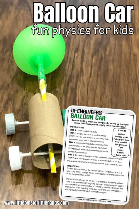 Back To The Future Activities, Balloon Powered Boat, Diy Stem Activities, Balloon Cars Project Science, Balloon Powered Car Projects, Steam Week Activities, How To Build A Car, Balloon Powered Car Diy, Diy Robotics Projects