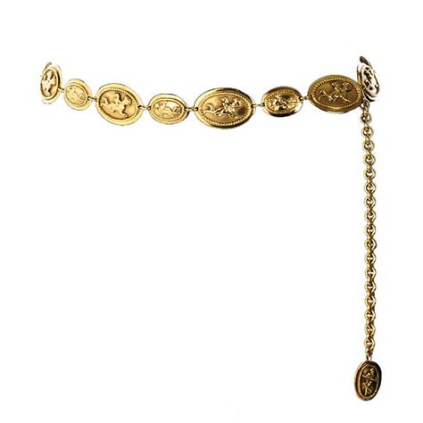 Pre-owned Vintage Chanel Gold Belt with Angel Design ($800) ❤ liked on Polyvore featuring accessories, belts, jewelry, cintos, chanel, chain belt, adjustable belt, belt, vintage belt and chanel belt Gold Belt Dress, Angel Accessories, Gold Chain Belt, Angel Design, Jewelry Chanel, Belt Gold, Gold Belt, Chain Belts, Gold Belts