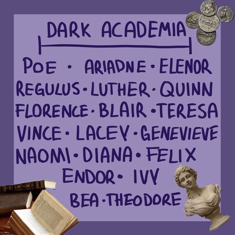 Dark Academia Last Names, Dark Academia Names For Boys, Dark Academia Names Girl, Names Dark Academia, Dark Academia Boy Names, Dark Academia Writing Prompts, Fictional Diseases, Academia Names, Dark Academia Writing