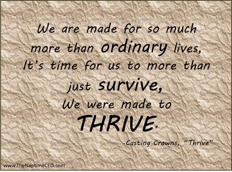 We were made to THRIVE! - Lyrics from Casting Crowns' Thrive Thrive Quotes Inspiration, Thrive Inspiration, Encouraging Songs, Casting Crowns Lyrics, Just Be Held, Women Conference, Homemaker Schedule, Casting Crowns, Healthy Workplace