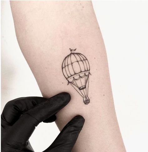 Bee Balloon Tattoo, Hot Air Balloon Tattoo Design, Simple Hot Air Balloon Tattoo, Hot Air Balloon Tattoos, Small Hot Air Balloon Tattoo, Tattoo Hot Air Balloon, Hotairballoon Tattoo, Tattoo Balloon, Coldplay Tattoo