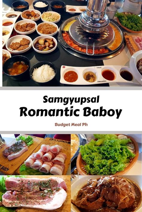 Romantic Baboy Samgyupsal has Unlimited Korean Bbq and Unli Cheese. One of the Best and Well-known korean samgyupsal In Manila. A fast growing restaurant which has many branches.  499php Only Unlimited Pork and Beef  Unlimited Side Dishes Unlimited Cheese No time Limit  They also have Ala carte Menu for Drinks, Shake and other Korean Dishes.  *NO SERVICE CHARGED Samgyupsal Restaurant, Korean Samgyupsal, Korean Dishes, Cute Food Art, Korean Bbq, Budget Meals, Chow Chow, Fast Growing, Cute Food