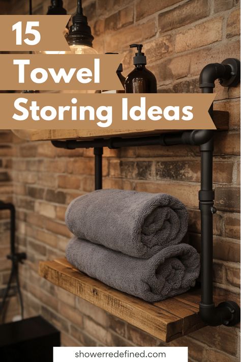 Need clever solutions for storing towels? These 15 smart and stylish ideas will help you keep your bathroom organized while adding a decorative touch! From floating shelves to basket storage, find the perfect way to store towels neatly and efficiently. Save these space-saving tips for later! 🛁✨ #StoringTowels #BathroomOrganization #HomeStorage Bamboo Ladders, Wooden Armoire, Store Towels, Storing Towels, Rustic Ladder, Rustic Bathroom Designs, Towel Organization, Wooden Ladder, Basket Storage