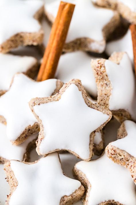 Cinnamon Star Cookies, Christmas Star Cookies, German Hazelnut Cookies, Cinnamon Stars Cookies, Cinnamon Stars, German Star Cookies, Star Shaped Christmas Cookies, Christmas Cookie Star, German Cinnamon Star Cookies