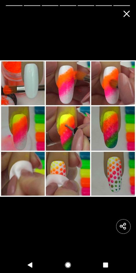 Neon Pigment Nails, Pigment Nails, White Gel Polish, Fluorescent Nails, Nails Powder, Nail Art Stencils, Neon Nail Designs, Luminous Nails, Art Deco Nails