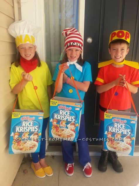 Cool Snap, Crackle and Pop Child Costumes 3 People Halloween Costumes, Kids Treat Bags, Kid Costumes, Costume Closet, Snap Crackle Pop, Trio Costumes, Halloween School Treats, Friend Costumes, Best Friend Halloween Costumes