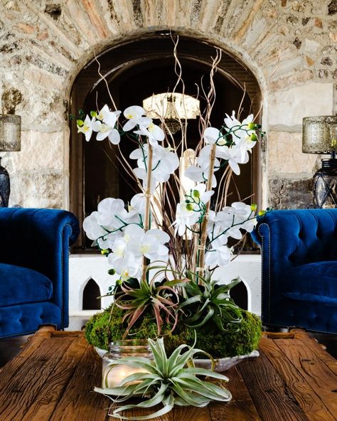 Faux Orchid Arrangements, Diy Orchids, Neutral Winter Decor, Orchid Centerpiece, Coffee Table Flowers, Faux Orchid, Coffee Table Ideas, Orchid Centerpieces, Table Flower Arrangements