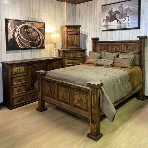 Rustic Bedroom Furniture Sets, Ranch Bedroom, Tuscan Bedroom, Rustic Bedroom Sets, Beautiful Bedroom Set, Western Living Room, Rustic Bedroom Furniture, Western Bedroom Decor, Wood Bedroom Sets