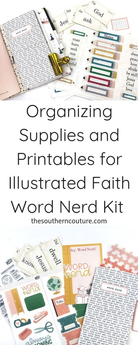 Organizing Supplies and Printables for Illustrated Faith Word Nerd Kit - Southern Couture Pencil Labels, Illustrated Faith Bible Journaling, Clever Inventions, Illustrated Faith Bible, Bible Journaling Supplies, Faith Art, Word Nerd, Faith Bible, Fun Printables