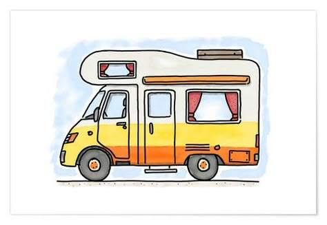 Caravan Art, Road Trip West Coast, Van Drawing, Camper Clipart, Camping Tattoo, Vans Painted, Christmas Camper, Camper Art, Photo Album Journal