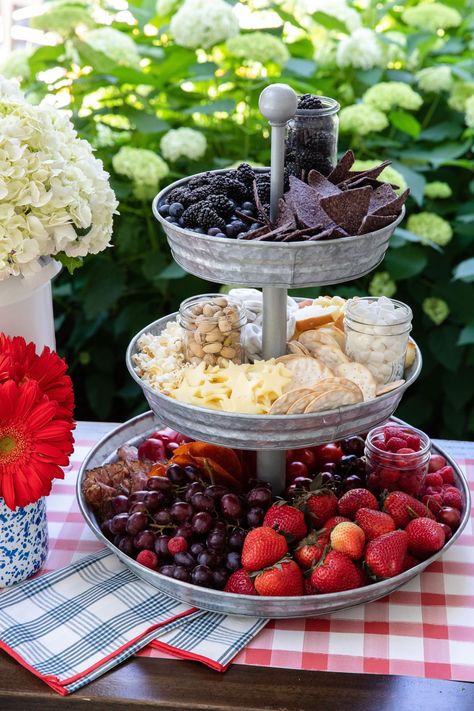 Backyard Cookout, Fourth Of July Food, 4th Of July Celebration, 4th Of July Decorations, Tiered Trays, Backyard Party, 4th Of July Party, July Party, Flavorful Recipes