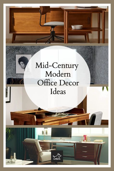 "Elevate Your Workspace with Mid-Century Modern Flair": Transform your office into a stylish, productive haven with Mid-Century Modern decor. This pin offers inspiration for sleek, wooden desks, ergonomic yet chic office chairs, and geometric shelving units. Learn how to incorporate retro color palettes and minimalist art pieces to create a space that's both functional and aesthetically pleasing. Mid Century Modern Therapy Office, Mid Century Modern Home Office Ideas, Mcm Office Ideas, Mid Century Office Design, Home Office Mid Century Modern, Mid Century Office Ideas, Mid Century Modern Office Design, Geometric Shelving, Mid Century Modern Office Furniture