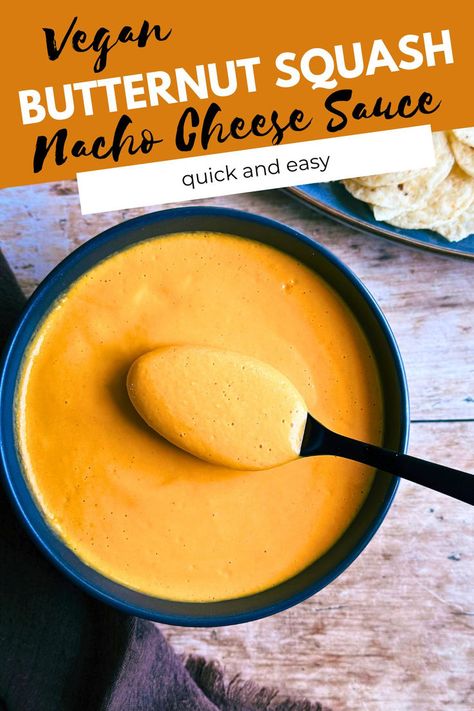 top view of a bowl of cheese sauce with spoon over it holding some sauce. Butternut Squash Cheese Sauce, Squash Cheese Sauce, Vegan Cheese Boards, Vegan Butternut Squash, Nacho Cheese Sauce, Nut Free Recipes, Dairy Free Alternatives, Dairy Free Cheese, Nacho Cheese