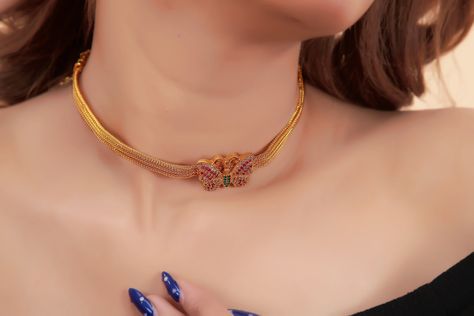 Butterfly Dream Choker Set with Gold Plated Necklace with Central Butterfly Design and Matching Earrings Delicate Butterfly, Necklace Matching, Choker Set, Unique Beauty, Wedding Jewellery Necklace, Limited Time Offer, Gold Plated Necklace, Center Stage, Butterfly Design