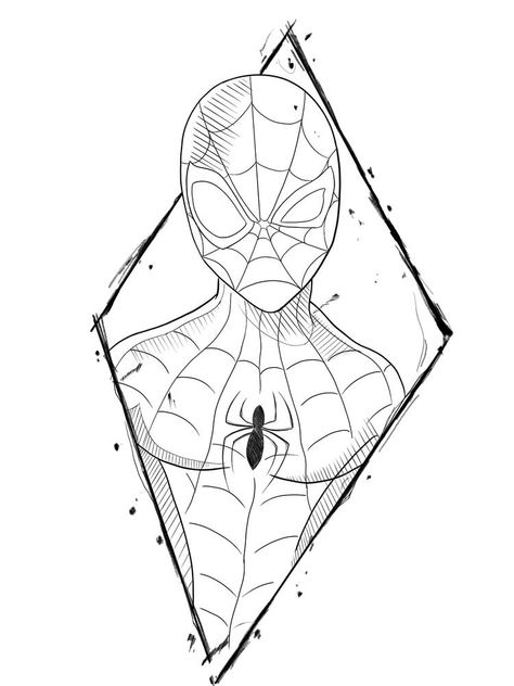 Spiderman Drawing Simple, Art Sketches Spiderman, Superhero Drawing Ideas, The Flash Drawing Sketches, Marvel Stencils, Marvel Drawing Ideas Art, Spiderman Cartoon Drawing, Marvel Art Drawings Sketch, Spiderman Line Art