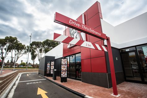 Exterior of drive-through #bpas #kfcsa #kfc #bpasarchitecture Kfc Drive Thru, Drive Thru, Drive Through, Exterior Design, Flamingo, Architects, Entrance, Stairs, Drive