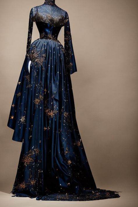 Celestial Evening Gown, Starfall Ball Dress, Acotar Inspired Wedding Dress, Enchanted Night Prom Dress, Space Inspired Dress, Night Court Inspired Outfits, Night Court Ball Gown, Starry Ball Gown, Night Sky Gown