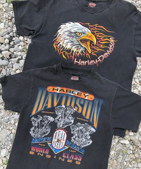 Summer Vintage Outfits, Vintage Harley Davidson Shirt, Vintage Shirt Design, Nascar Shirts, T Shirt Logo Design, Harley Shirts, Vintage Tee Shirts, Harley Davidson Tee, Vintage Band Tees