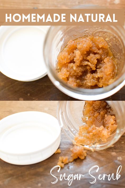 Homemade Sugar Scrub Recipe - A Quaint Life Home Made Sugar Scrub, Natural Wood Cleaner, Natural Sugar Scrub, Sugar Scrub Homemade Recipe, Homemade Sugar Scrub, Shea Butter Recipes, Natural Sugar Scrubs, Potato Soup Easy, Sugar Scrub Homemade