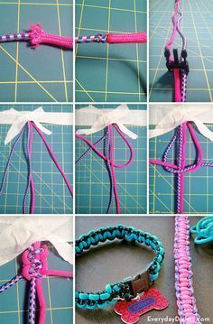 ♥ DIY Dog Stuff ♥ DIY braided dog collar video instructions Diy Dog Collar, Diy Dog Toys, Paracord Dog Collars, Collars Diy, Collars And Leashes, Dog Business, Diy Collier, Diy Braids, Dog Projects