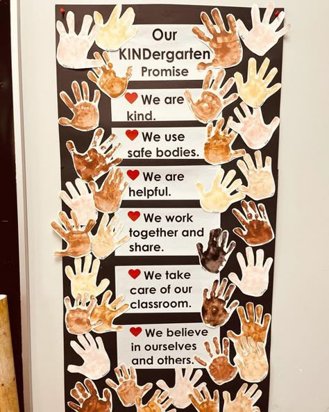 Allie Apels on Instagram: "🖤Co-created KINDergarten Promise 🖤 We were inspired by the book KINDergarten , written by a the amazing @thetututeacher @diversereads , to create a KINDergarten promise. Kindness is woven into all we do in our classroom, so when @littlebabecollective gifted me this beautiful book, I knew that it would inspire something wonderful. We will definitely be revisiting this book when we become KINDergarten Kindness Ninjas. Together we brainstormed statements that would guid Our Classroom Promise, Kindergarten Where Kindness Matters Every Day, Kindergarten Classroom Promise, Class Promise Preschool, Classroom Promises Preschool, Class Rules Kindergarten, In This Classroom We Are Family, Classroom Promise Kindergarten, Kindergarten Classroom Crafts