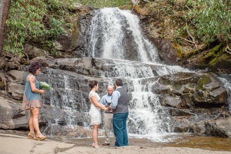 Lace Knee Length Dress, Smoky Mountain Waterfalls, Tennessee Elopement, Tennessee Waterfalls, Waterfall Wedding, Mountain Waterfall, Spring Hiking, Gatlinburg Tn, Backyard Paradise