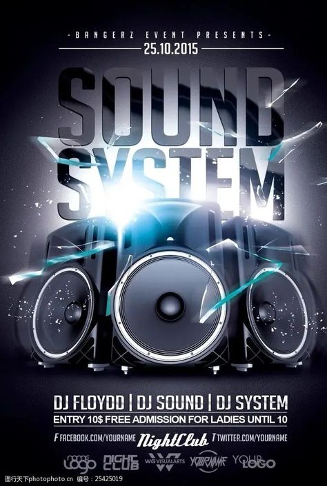 Dj Sound, Dj System, Big Party, Sound System, Party Night, Best Part Of Me, Flyer Template, Flyer Design, Background Images