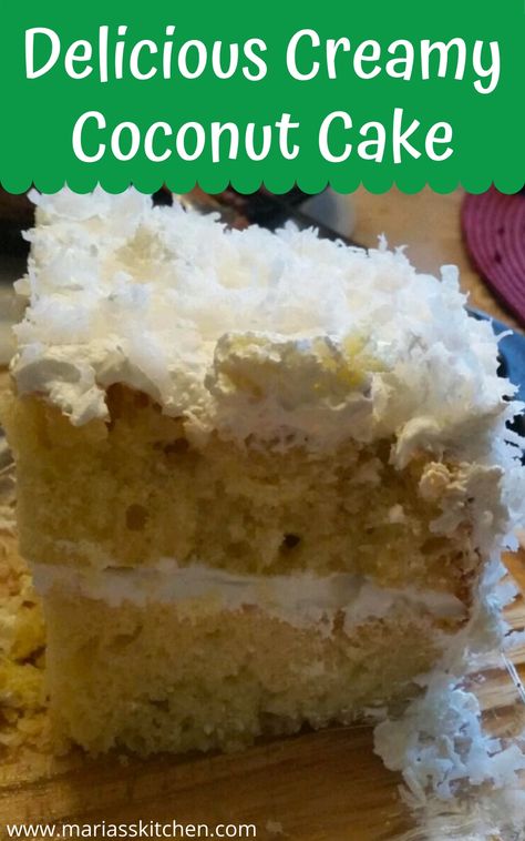 Moist and Delicious Creamy Coconut Cake Peanut Butter Cookies With Kisses, Coconut Cake Frosting, Cookies With Kisses, Chocolate Brownie Trifle, Bread Cake Recipes, Cake Recipes And Decorating, Coconut Cream Frosting, Cake Poke, Coconut Cloud