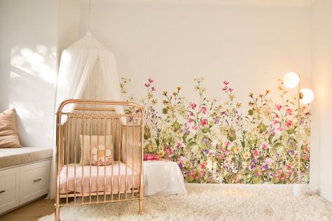 Buy Kids Wall Stickers Online | Nursery Prints & Artwork Australia – Little Rae Prints Wall Murals Painted Above Bed, Flower Wall Decals For Girls Room, Pink Wildflower Nursery, Whimsical Floral Wallpaper, Wildflower Accent Wall, Wildflower Wall Decals, Wild Flower Baby Nursery, Baby Girl Nursery Wildflower, Wildflower Bedroom Kids Rooms