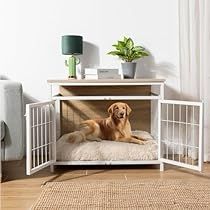 Furniture Dog Crate, Beige Color Scheme, Plywood Table, Beige Color Palette, Dog Crate Furniture, Cosy Spaces, Wooden Table Top, Dog Cages, Dog Furniture