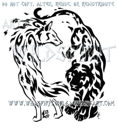 Elemental Wolf And Tiger Design by *WildSpiritWolf on deviantART Elemental Wolf, Wolf And Tiger, Mark Tattoo, Yin Yang Tattoos, Micron Pen, Fire And Water, Journal Entry, Tiger Design, Wolf Tattoos