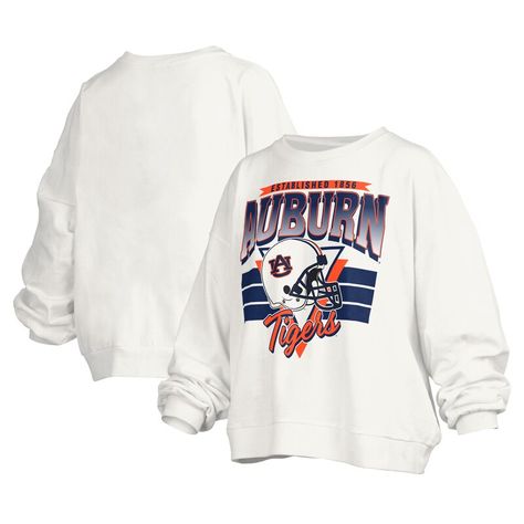 Layer up with a bold display of your unending loyalty to the Auburn Tigers by grabbing this Janice Retro Logo Oversized Pullover Sweatshirt from Pressbox. It features the university's founding year, a Auburn Tigers wordmark and a team helmet printed across the torso. The oversized design ensures this extra layer rests comfortably while the midweight design makes this pullover an ideal grab when cooler temperatures arrive. University Of Michigan Logo, Michigan Logo, Wolverines Football, Michigan Wolverines Football, Football Women, College Football Playoff, West Virginia Mountaineer, Cropped Pullover, Kansas Jayhawks