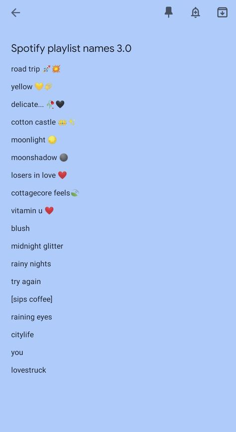 One Word Playlist Names, Spotify Playlist Names Emojis, Playlist Names Aesthetic, Aesthetic Sentences, Aesthetic Emojis Combinations, Vibe Playlist, Spotify Playlist Names, Emojis Combinations, Aesthetic Emojis