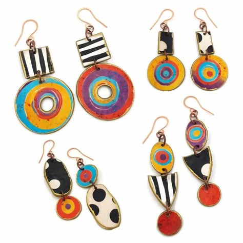 Polymer Clay Inspiration - Nunn Design Torch Fired Enamel Jewelry, Fimo Earrings, Polymer Clay Jewelry Tutorials, Handmade Clay Jewelry, Polymer Earrings, Paper Earrings, Polymer Clay Jewelry Diy, Polymer Clay Jewellery, Hand Painted Jewelry