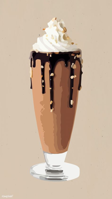 Vectorized Chocolate milkshake sticker design resource | free image by rawpixel.com / Aew Milkshake Wallpaper, Smoothie Restaurant, Milkshake Drawing, Milkshake Illustration, Milkshake Art, Milkshake Sticker, Milkshake Smoothie, Photo Elements, Chocolate Milkshake