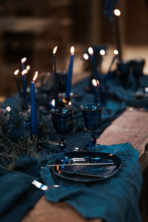 30+ Best Wedding Venues in Tulum Blue Wedding Tablescape, Moon Wedding Theme, Starry Night Wedding Theme, Midnight Wedding, Haunted Wedding, Midnight Blue Wedding, Celestial Wedding Theme, Micro Dress, Dark Wedding Theme