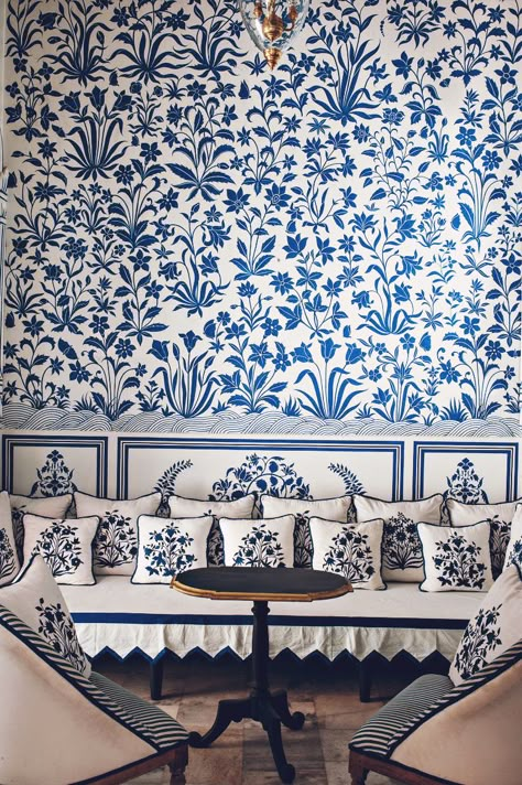 Bar Palladio, Jaipur, Rajasthan, India Bar Palladio, Minimalist Dekor, Indian Interiors, Blue White Decor, Interior Minimalista, Private Dining Room, Design Del Prodotto, Elegant Interiors, Private Dining