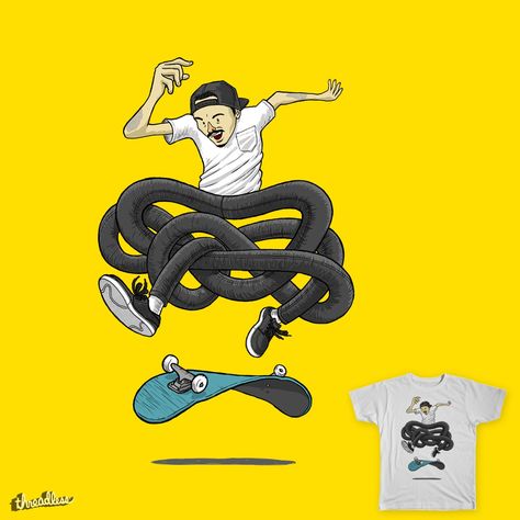 Gnarly Skater on Threadless Skateboarding Tricks, Skate And Destroy, Pop Illustration, Skate Art, Different Art Styles, Skate Decks, Graphic Tshirt Design, Skateboarder, Skateboard Art