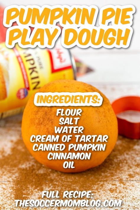 Pumpkin Puree Playdough, Pumpkin Pie Playdough Recipe, Pumpkin Play Doh, Taste Safe Play Dough, Pumpkin Play Dough, Pumpkin Pie Playdough, Pumpkin Playdough, Preschool Pumpkins, Fall Playdough