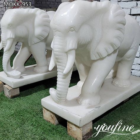 White Marble Elephant Statue Hand Carved Art for Sale MOKK-953 Marble Elephant Statues, Marble Elephant, Zbrush Models, Elephant Sculpture, Elephant Statue, Marble Statues, Animal Sculpture, White Elephant, Animal Sculptures