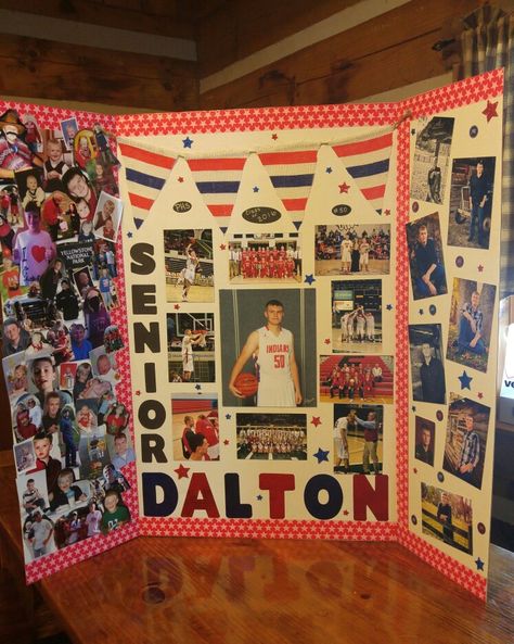 Senior board Senior Night Trifold Board, Senior Board Ideas Sports, Senior Poster Board Ideas, Graduation Photo Boards, Senior Boards, Poster Board Ideas, Tri Fold Poster, Basketball Crafts, Soccer Senior Night