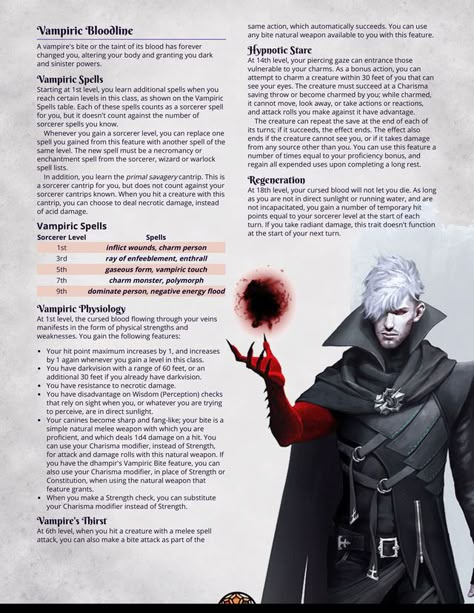 Dnd Vampire, Dnd Sorcerer, Dnd Room, Dnd Stats, Vampire Bites, D D Classes, Dnd Races, Dnd Classes, D D Items