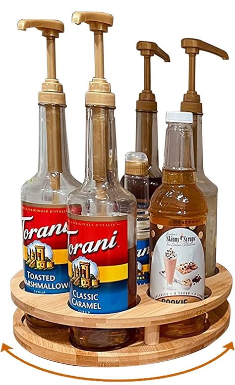 Coffee Bar Brunch, Syrup Organizer, Countertop Coffee Bar, Coffee Bar Organizer, Brunch Essentials, Snow Cone Syrup, Syrup Bottle, Baking Items, Diy Labels