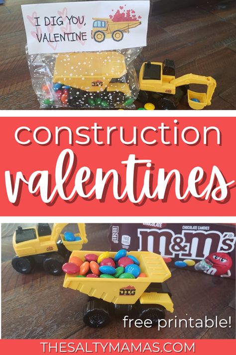 Construction Truck Valentines, Construction Valentines Free Printable, Construction Valentines For Kids, Truck Valentines For Kids, I Dig You Valentine Printable Free, Valentines For Preschoolers, Toddler Valentine Cards, Construction Theme Preschool, Valentines Activity