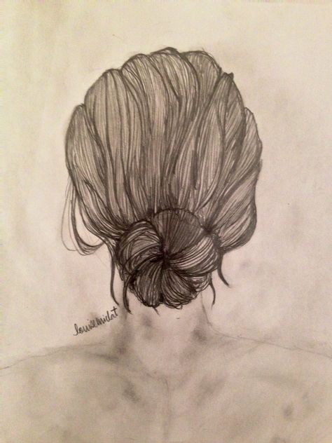 Bun Hairstyle Sketch, Low Bun Drawing, Bun Drawing Reference, Bun Sketch, Macbeth Project, Bun Drawing, Art Coursework, Ib Art, Back Drawing