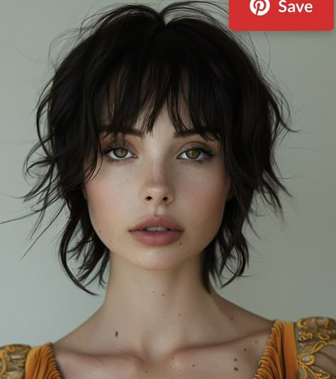 Mullet With Fringe Woman, Rock Pixie Haircut, Shaggy Short Pixie Haircut, Shaggy Haircuts Short Hair, Short Hair And Dress, Shixie Haircut Girl, Pixi Cute, Pixie Shag Hairstyles, Shag Bangs Short Hair