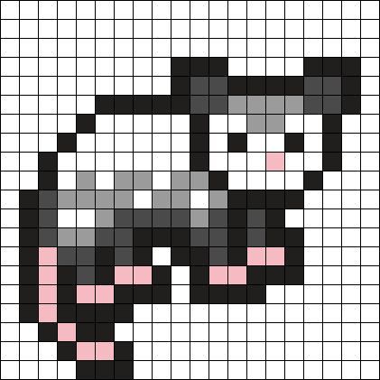 Cross Stitch Opossum, Opossum Perler Beads, Possum Pixel Art, Possum Perler Bead Pattern, Raccoon Perler Bead Pattern, 14x14 Perler Bead Patterns, Minecraft Pixel Art Easy, Raccoon Pixel Art, Emo Pixel Art