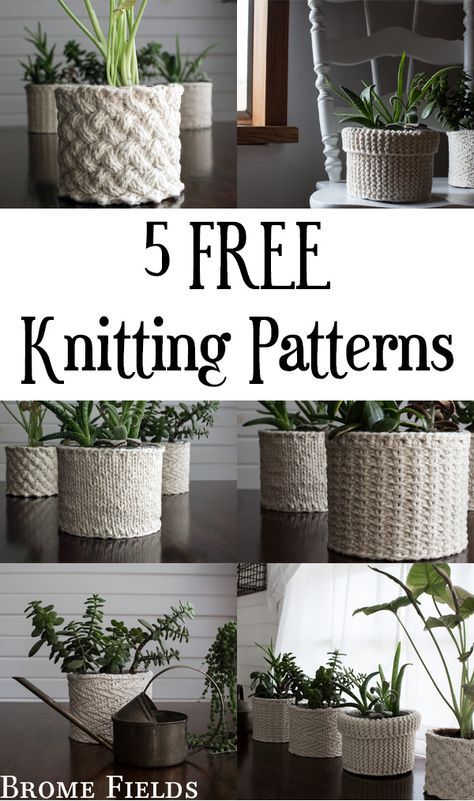 5 FREE Mother's Day Gift Knitting Patterns - Brome Fields Install Floating Shelves, Gift Knitting Patterns, Knitting Gifts, Planter Cover, Crochet Storage Baskets, Crochet Storage, Plant Pot Covers, Knit Basket, Free Knitting Patterns